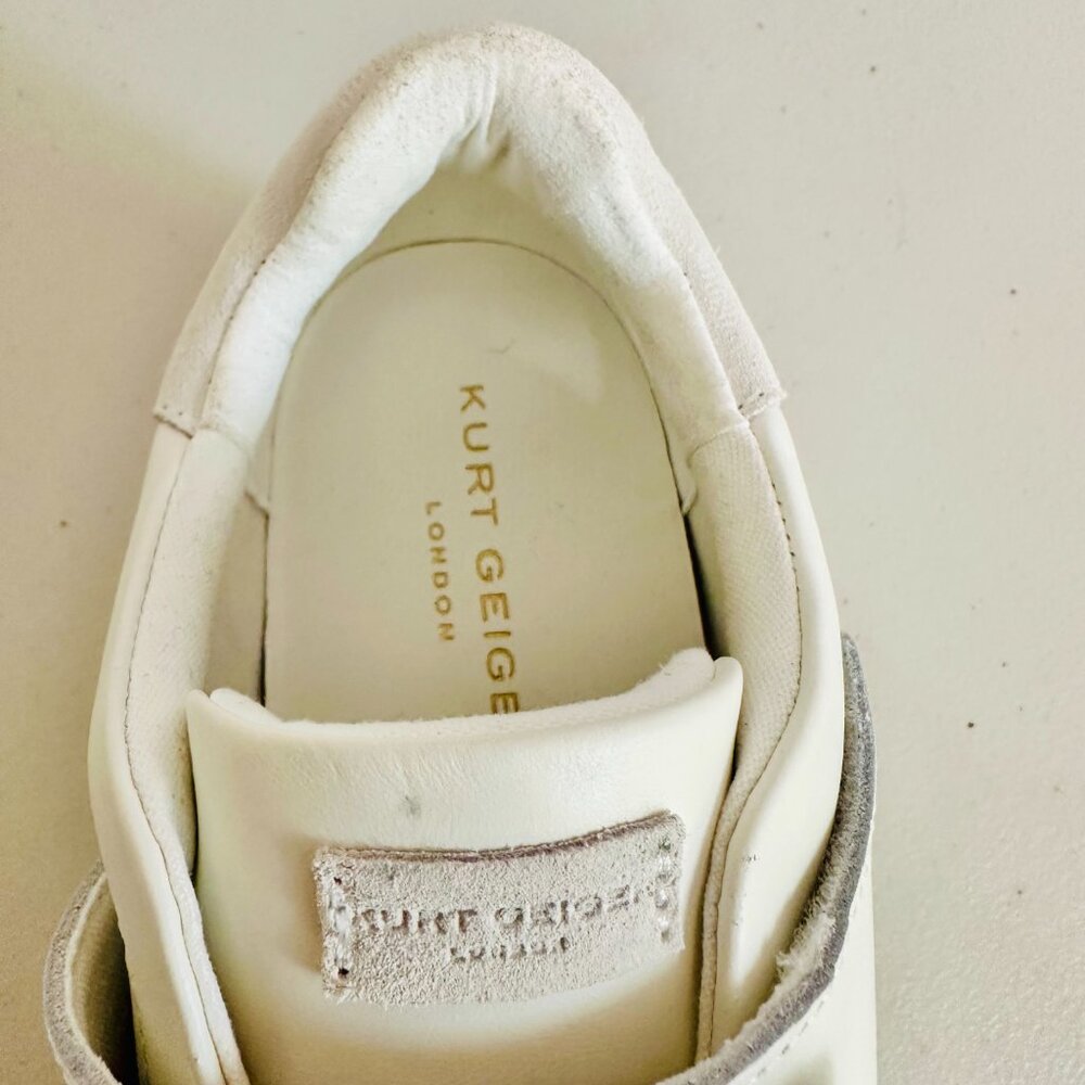 NEW IN BOX KURT GEIGER LANEY BOW EMBELLISHED WHITE LEATHER SNEAKER SZ 7/37 - Picture 7 of 9